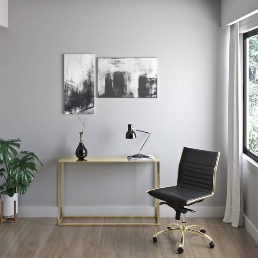 Euro Style Black & Gold Dirk Low Back Without Armrests Office Chair - Image 7
