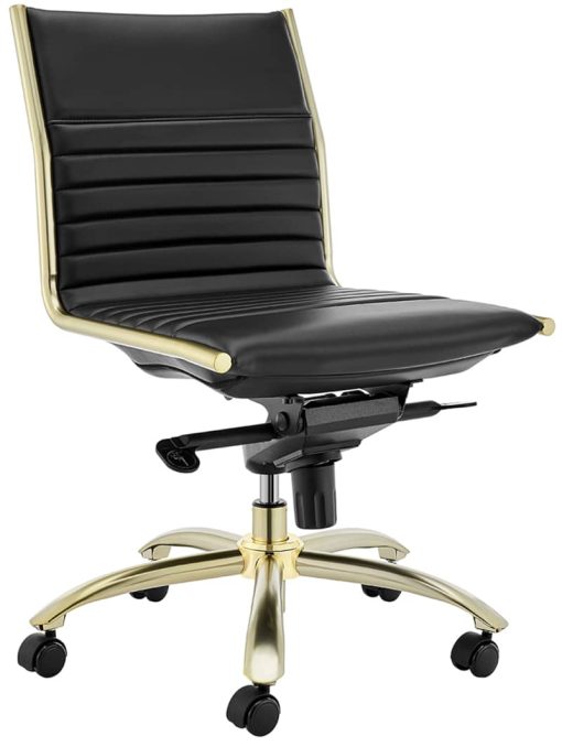 Euro Style Black & Gold Dirk Low Back Without Armrests Office Chair