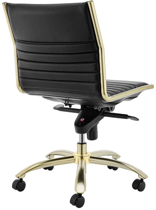Euro Style Black & Gold Dirk Low Back Without Armrests Office Chair - Image 4