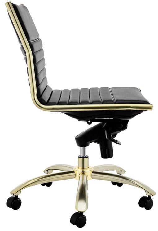 Euro Style Black & Gold Dirk Low Back Without Armrests Office Chair - Image 3