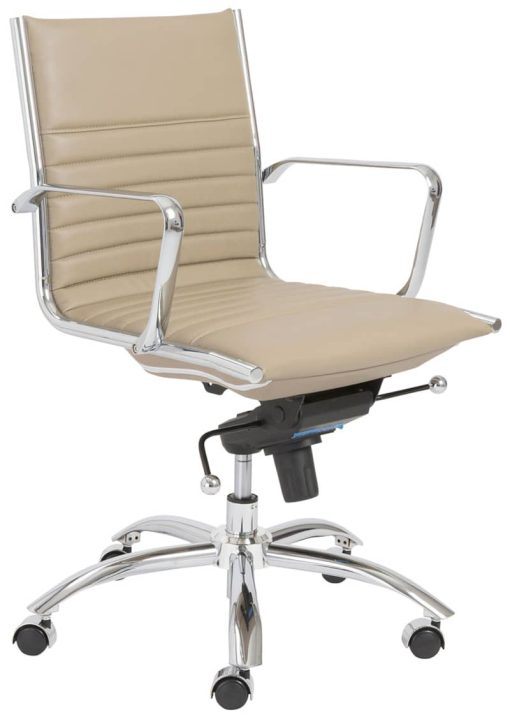 Euro Style Dirk Taupe/Chrome Low Back Office Chair