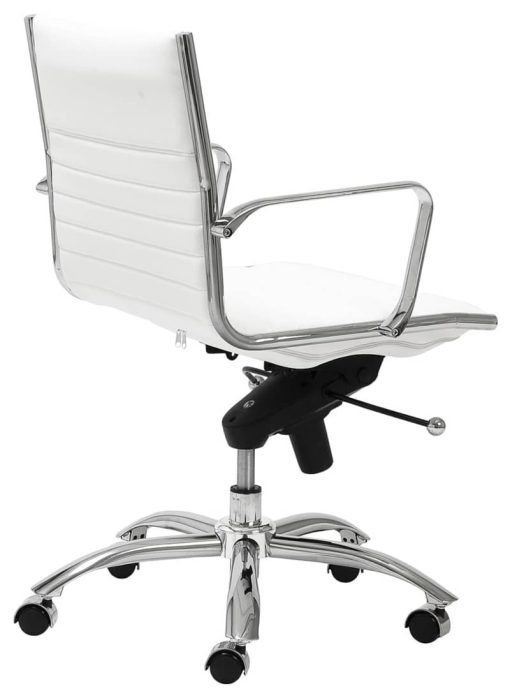 Euro Style Dirk White/Chrome Low Back Office Chair - Image 4