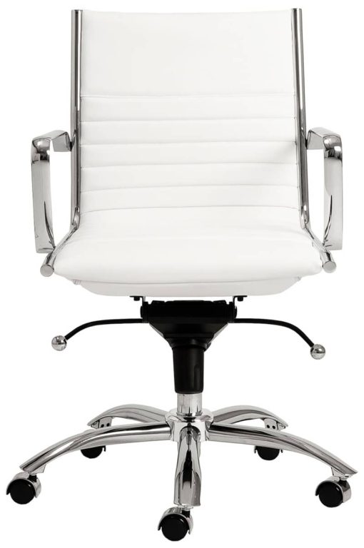 Euro Style Dirk White/Chrome Low Back Office Chair - Image 2