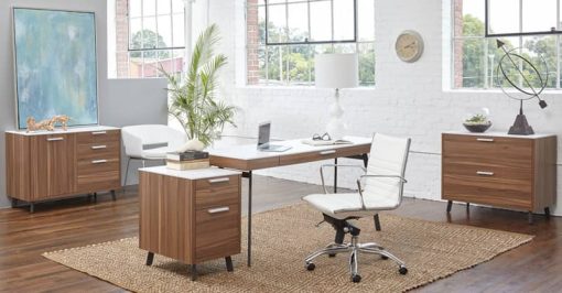 Euro Style Dirk White/Chrome Low Back Office Chair - Image 5