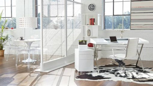 Euro Style Dirk White/Chrome Low Back Office Chair - Image 6