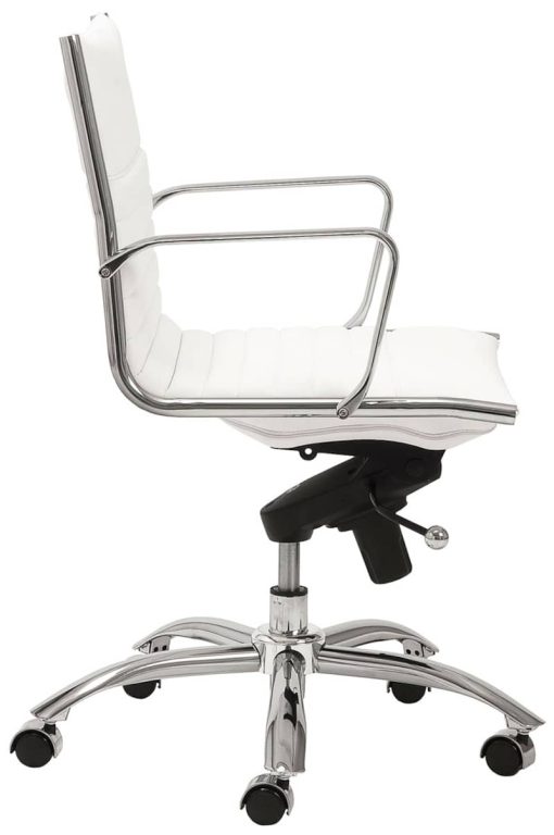 Euro Style Dirk White/Chrome Low Back Office Chair - Image 3