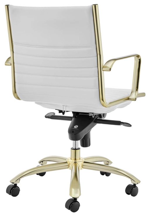 Euro Style Dirk White/Matte Gold Low Back Office Chair - Image 4