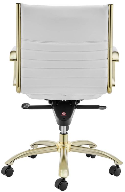 Euro Style Dirk White/Matte Gold Low Back Office Chair - Image 5