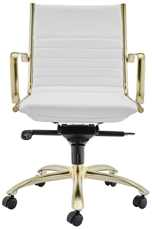 Euro Style Dirk White/Matte Gold Low Back Office Chair - Image 2