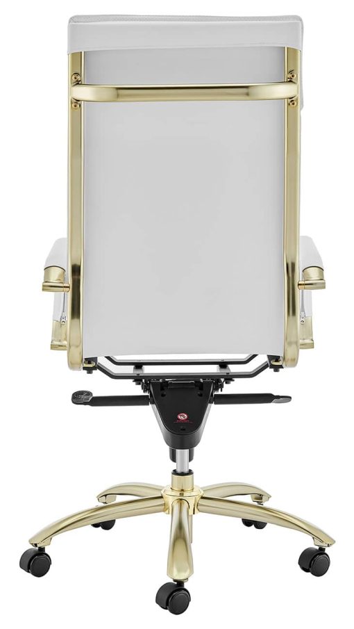 Euro Style Gunar White/Matte Brushed Gold Pro High Back Office Chair - Image 5
