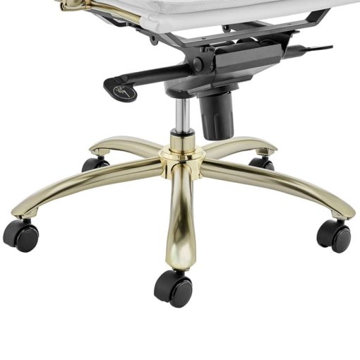 Euro Style Gunar White/Matte Brushed Gold Pro High Back Office Chair - Image 6