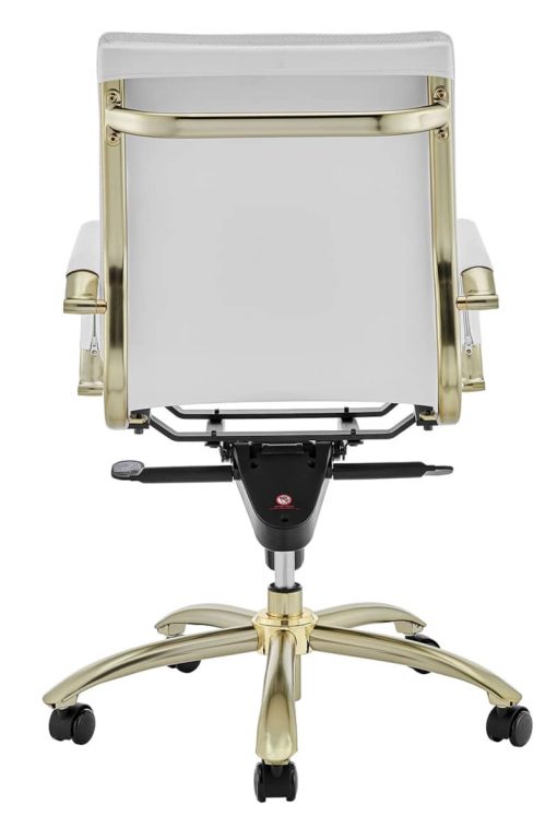Euro Style Gunar White/Matte Brushed Gold Pro Low Back Office Chair - Image 5