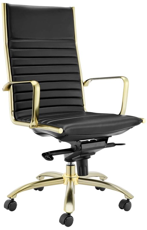 Euro Style Dirk Black & Gold High Back Office Chair