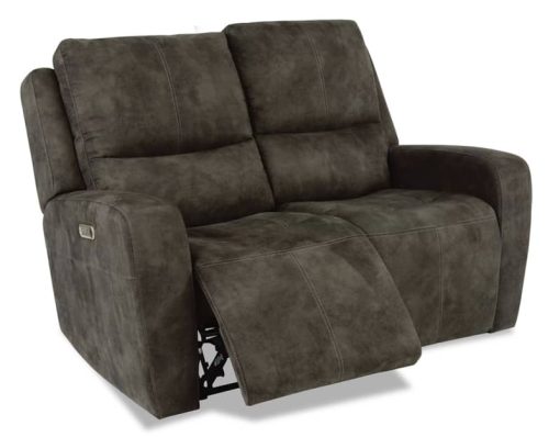 Flexsteel Aiden Grey Power Reclining Loveseat w/ Power Headrests