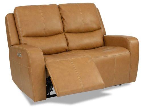 Flexsteel Aiden Midnight Black Power Reclining Loveseat w/ Power Headrests