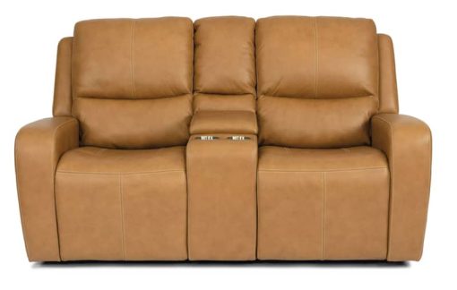 Flexsteel Aiden Honey Power Reclining Loveseat w/ Console & Power Headrests - Image 3