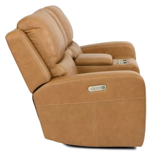 Flexsteel Aiden Honey Power Reclining Loveseat w/ Console & Power Headrests - Image 4