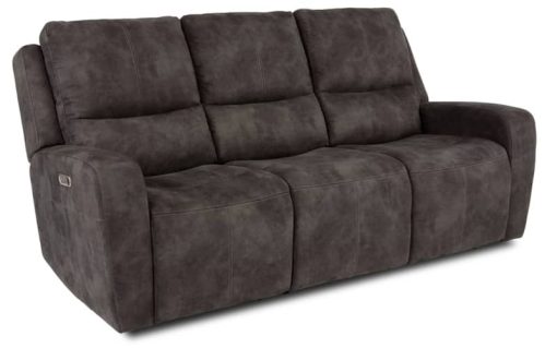Flexsteel Aiden Fabric Grey Power Reclining Sofa w/ Power Headrests