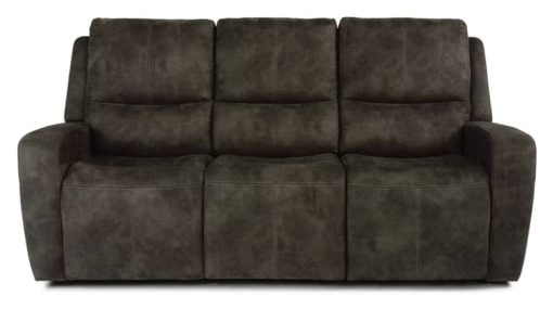 Flexsteel Aiden Fabric Grey Power Reclining Sofa w/ Power Headrests - Image 3