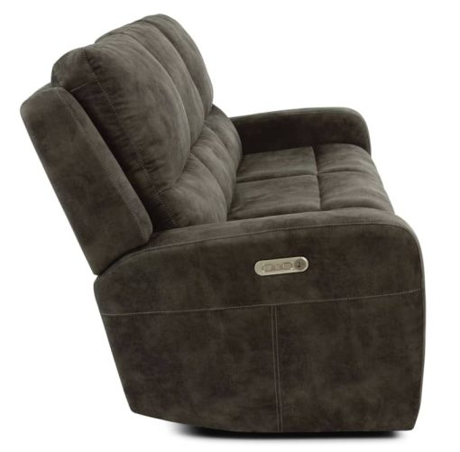 Flexsteel Aiden Fabric Grey Power Reclining Sofa w/ Power Headrests - Image 4