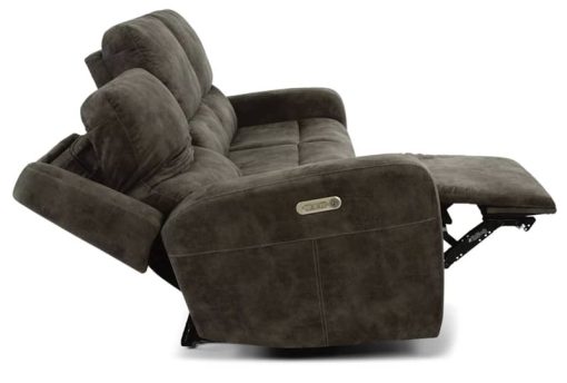 Flexsteel Aiden Fabric Grey Power Reclining Sofa w/ Power Headrests - Image 5