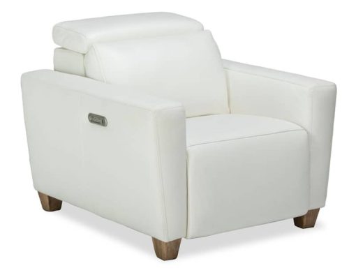 Flexsteel Astra Cream Leather Power Recliner With Power Headrest