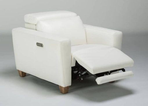 Flexsteel Astra Cream Leather Power Recliner With Power Headrest - Image 4