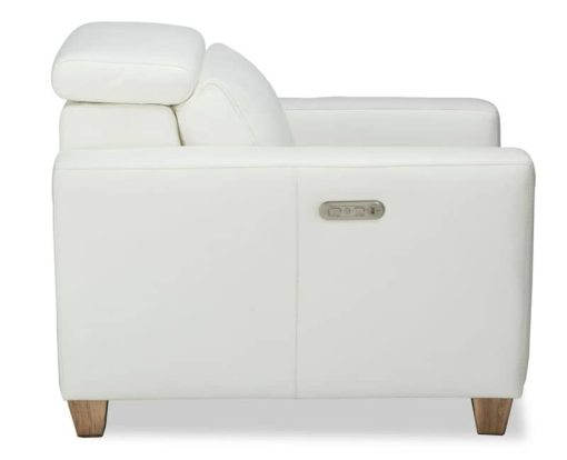 Flexsteel Astra Cream Leather Power Recliner With Power Headrest - Image 3