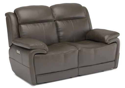 Flexsteel Elijah Leather Power Reclining Loveseat With Power Headrests & Lumbar