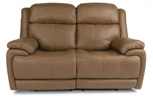 Flexsteel Elijah Leather Power Reclining Loveseat With Power Headrests & Lumbar