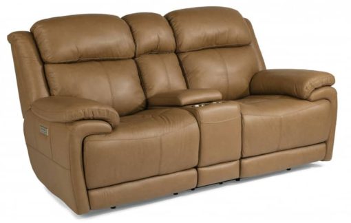 Flexsteel Elijah Power Reclining Loveseat With Console & Power Headrests & Lumbar