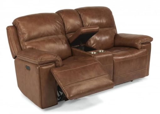 Flexsteel Fenwick Leather Power Reclining Loveseat With Console & Power Headrests - Image 3