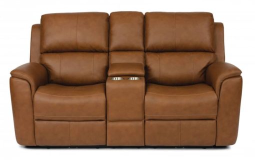 Flexsteel Henry Russet Power Reclining Loveseat With Console & Power Headrests & Lumbar - Image 3