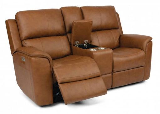Flexsteel Henry Russet Power Reclining Loveseat With Console & Power Headrests & Lumbar - Image 2