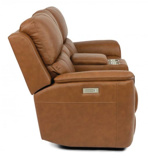 Flexsteel Henry Russet Power Reclining Loveseat With Console & Power Headrests & Lumbar - Image 4