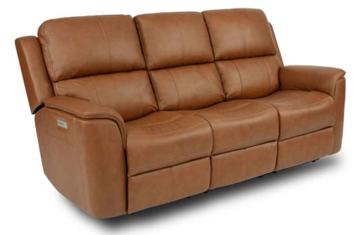 Flexsteel Henry Russet Power Reclining Sofa With Power Headrests & Lumbar