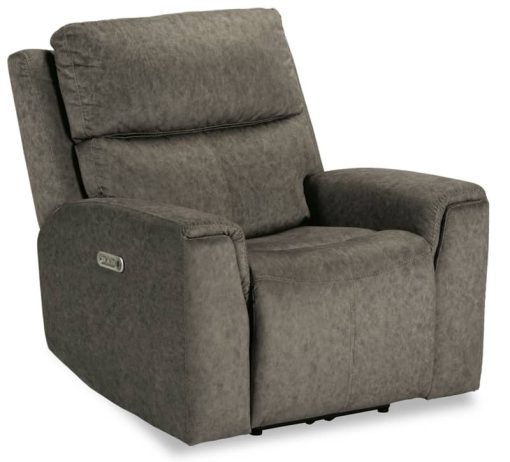 Flexsteel Jarvis Mushroom Fabric Power Recliner w/ Power Headrest - Image 2