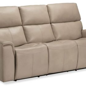 Flexsteel Jarvis Parchment Leather Power Reclining Sofa With Power Headrests