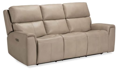 Flexsteel Jarvis Parchment Leather Power Reclining Sofa With Power Headrests