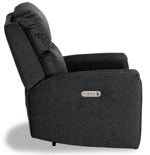 Flexsteel Jarvis Graphite Fabric Power Recliner w/ Power Headrest - Image 4