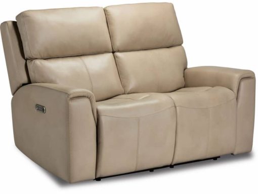 Flexsteel Jarvis Leather Power Reclining Loveseat w/ Power Headrests