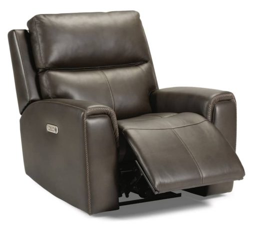 Flexsteel Jarvis Parchment Leather Power Recliner w/ Power Headrest