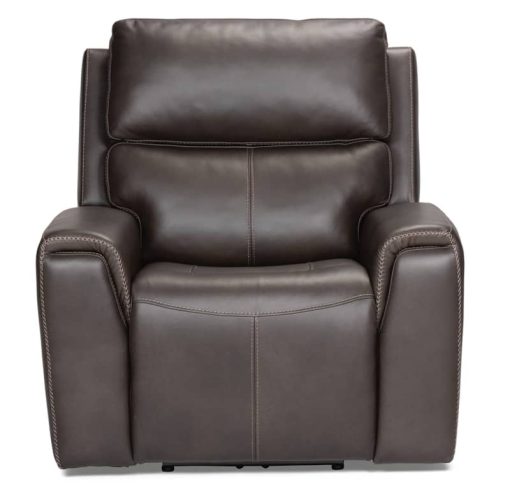 Flexsteel Jarvis Parchment Leather Power Recliner w/ Power Headrest - Image 3