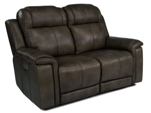 Flexsteel Kingsley Leather Power Reclining Loveseat With Power Headrests