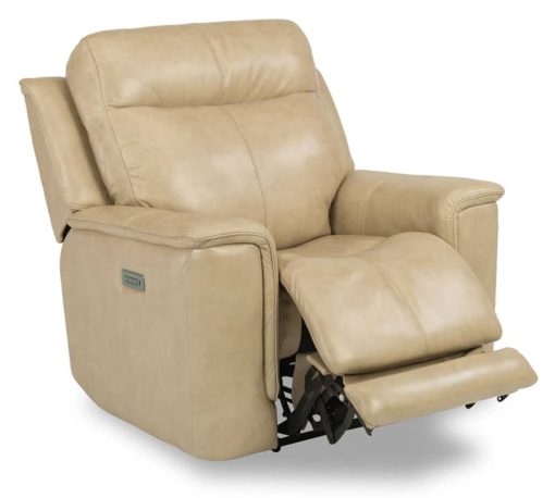 Flexsteel Miller Leather Power Recliner With Power Headrest & Lumbar