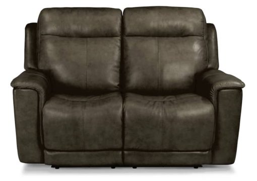 Flexsteel Miller Leather Power Reclining Loveseat With Power Headrests & Lumbar