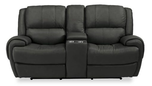 Flexsteel Nance Leather Power Reclining Loveseat With Console - Image 2