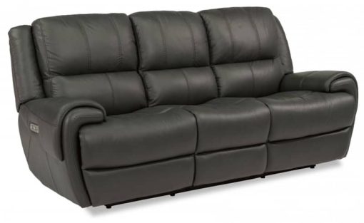 Flexsteel Nance Leather Power Reclining Sofa With Power Headrest