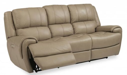 Flexsteel Nance Leather Power Reclining Sofa With Power Headrest