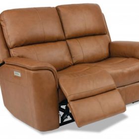 Flexsteel Henry Russet Power Reclining Loveseat With Power Headrests & Lumbar - Image 2